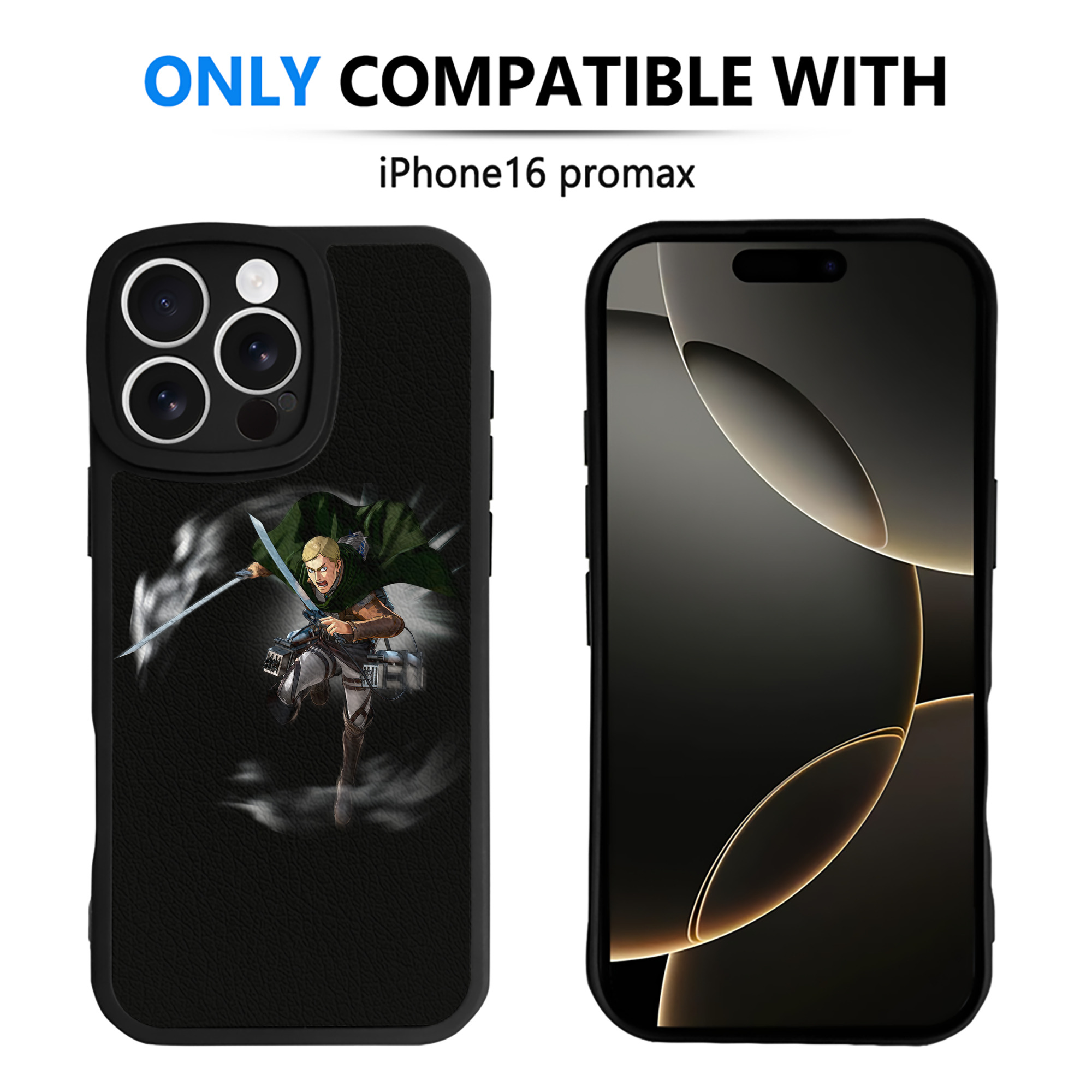 （画像用） 進撃の巨人 エルヴィン・スミス Attack on Titan Erwin Smith 【iPhone 16シリーズ対応】シリコンスマホケース（レザー調） 材質：シリコン
